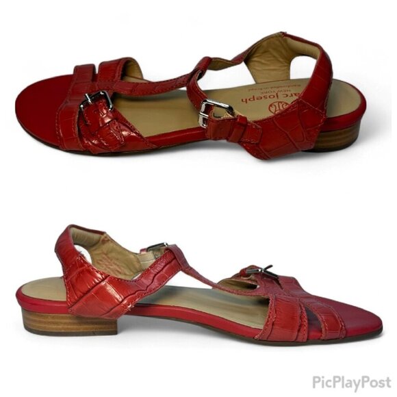 MARC JOSEPH Women's Terrace Round Toe Flat Sandals - Red Croc, Size US 7 - Picture 11 of 11